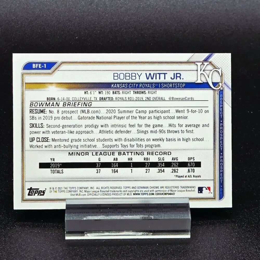 Bobby Witt Jr. Bowman Select Certified Stars Kansas City Royals Star